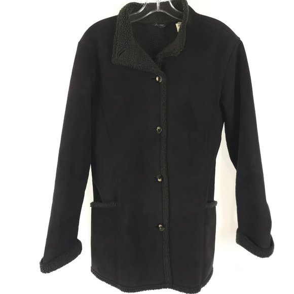 Size Medium LL Bean Faux Suede Sherpa Lined Coat - Picture 1 of 3